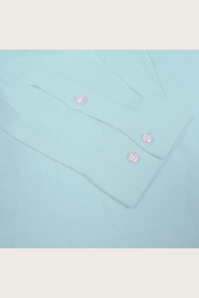 Discover elegant Happy Bay aquamarine shirt for a breezy vacation style
