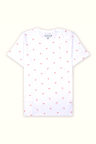 Buy Now White Flamingoes T-shirt From Happy Bay