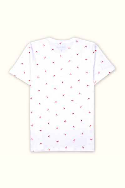 Happy Bay White Flamingoes T-shirt – Bring the beach to your wardrobe. Order today!