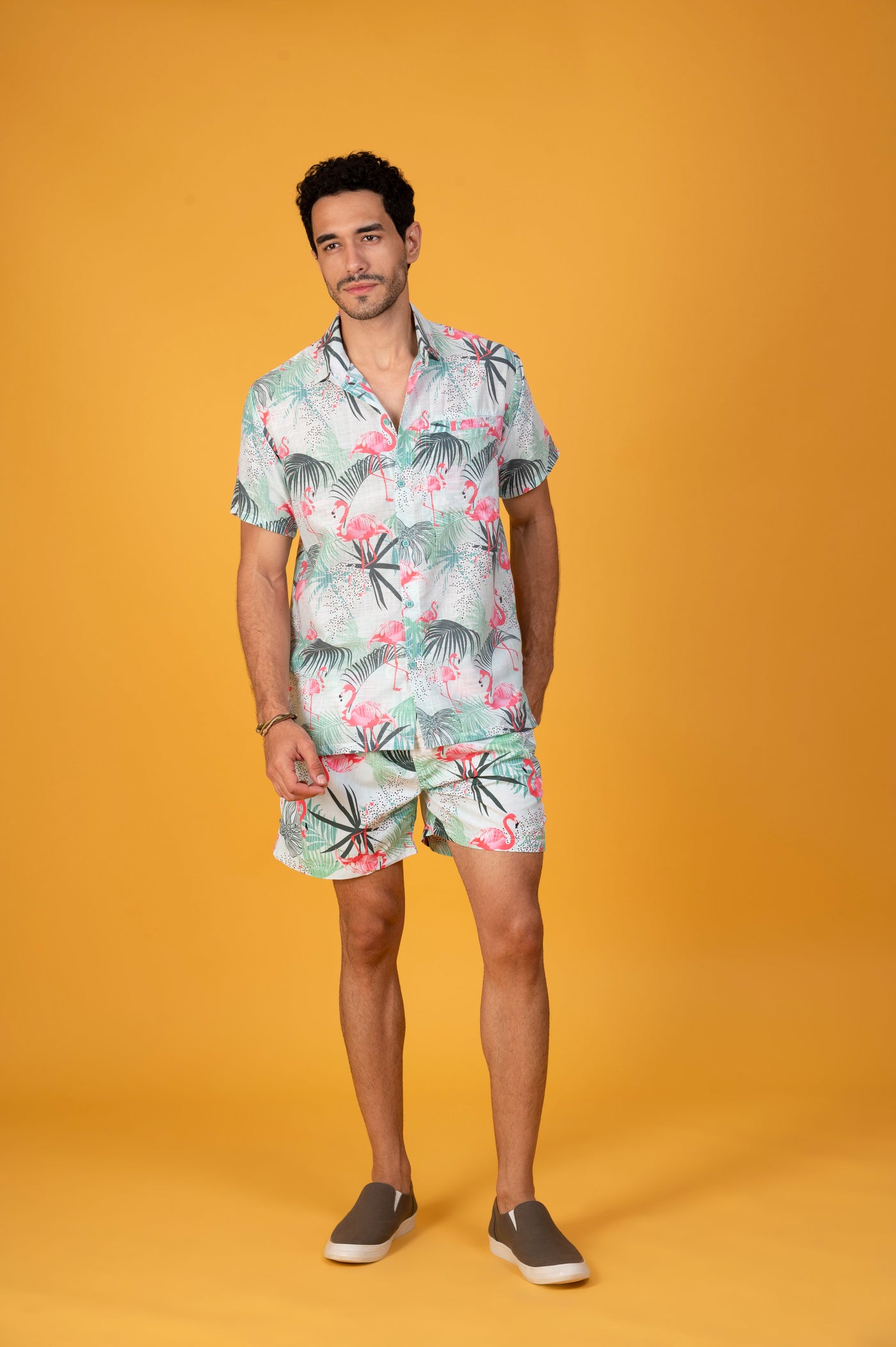 Getaway With Flamingo Pink & Green Classic Hawaiian Shirt