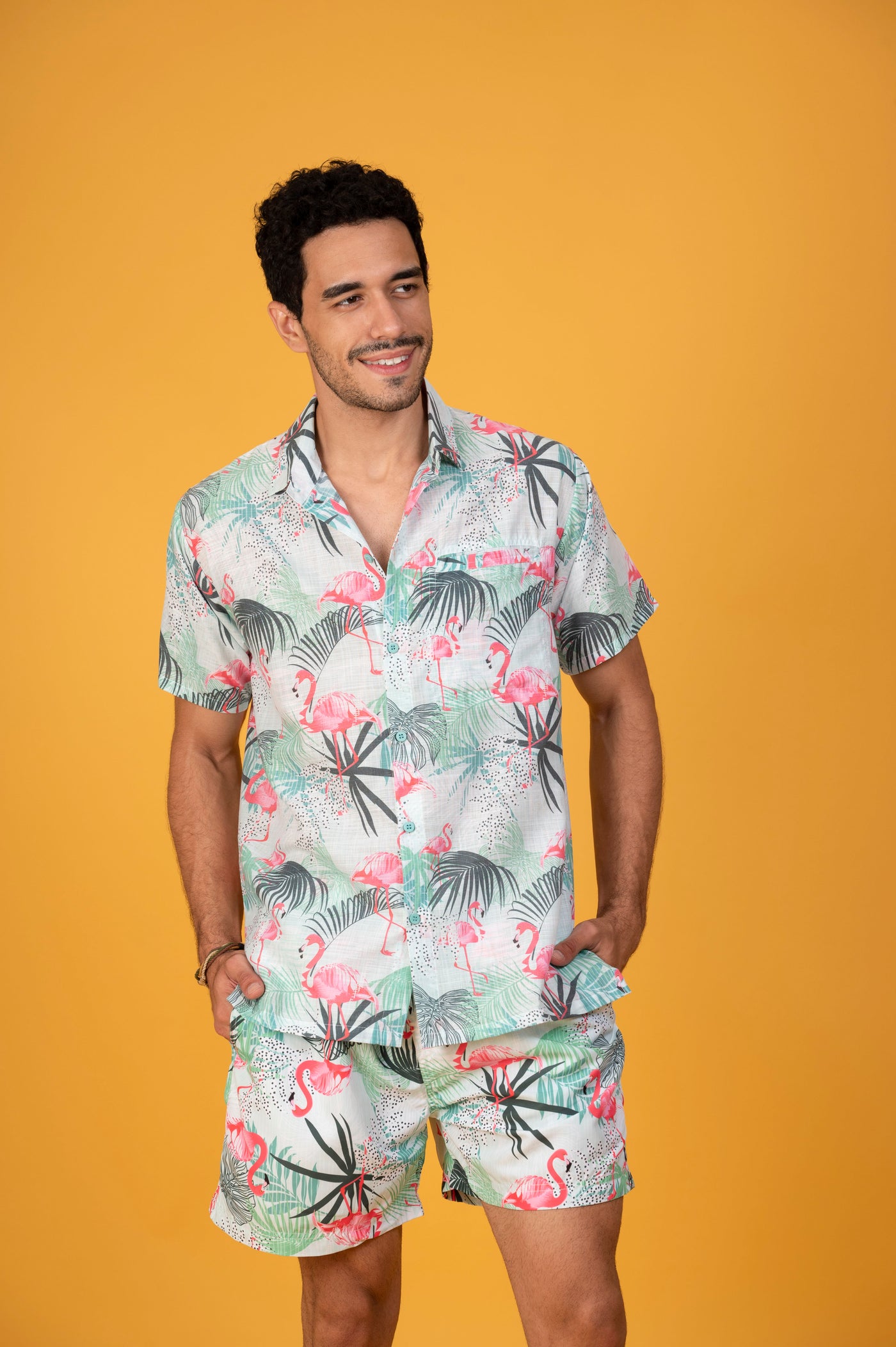 Getaway With Flamingo Pink & Green Classic Hawaiian Shirt