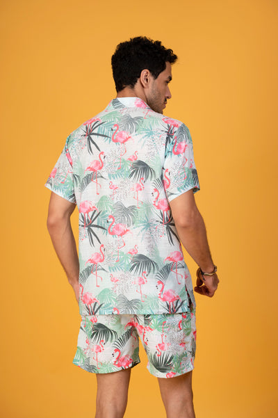 Getaway With Flamingo Pink & Green Classic Hawaiian Shirt