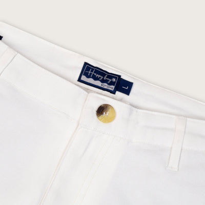 Happy Bay White Bermuda Shorts  Perfect for beachside adventures. Get it now!