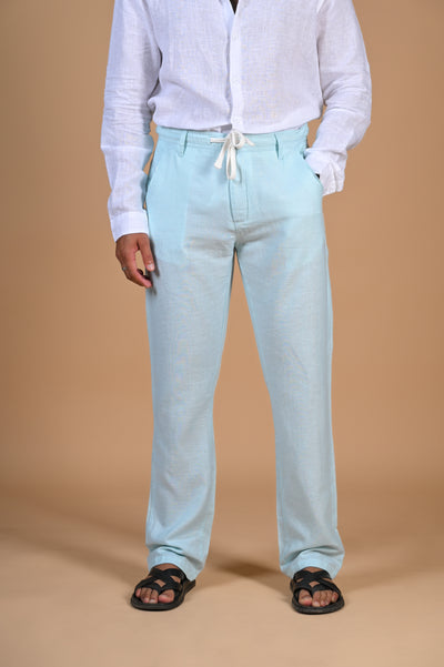 Get your stylish light blue trousers by Happy Bay for casual outings