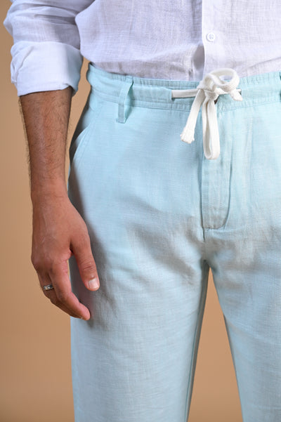 Upgrade your style with versatile Happy Bay light blue trousers