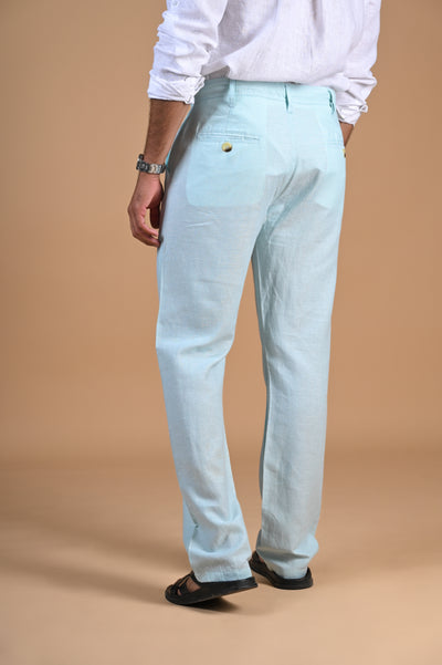 Buy men's classic light blue pants from Happy Bay with a comfortable fit