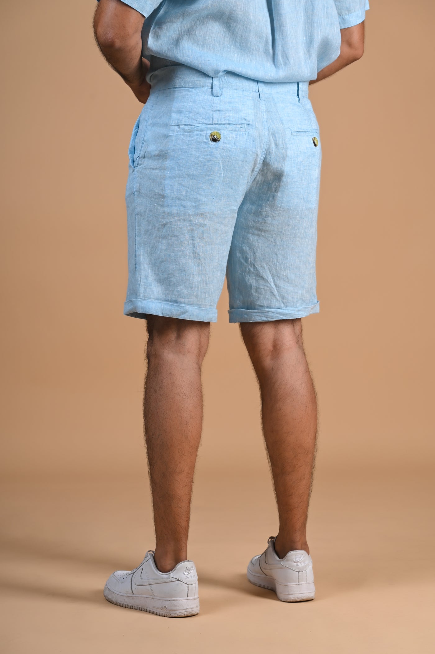 Aquatic Serenity Aquamarine Linen Shorts