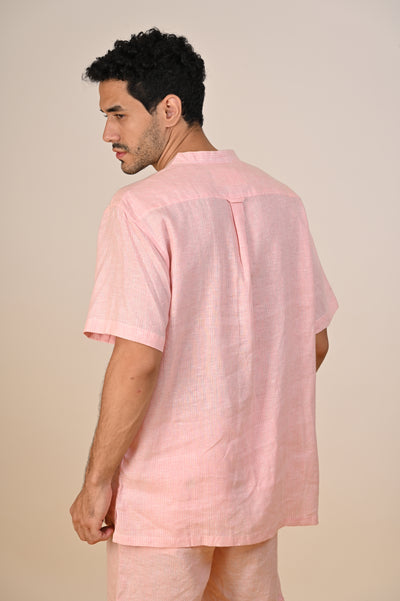 Discover chic Happy Bay Pink Life linen shirt for a fun, casual style
